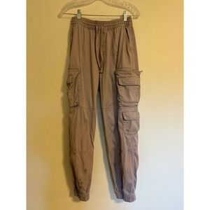Aeropostale XS Cargo Jogger Pants Khaki Tan Elastic Waist Drawstring